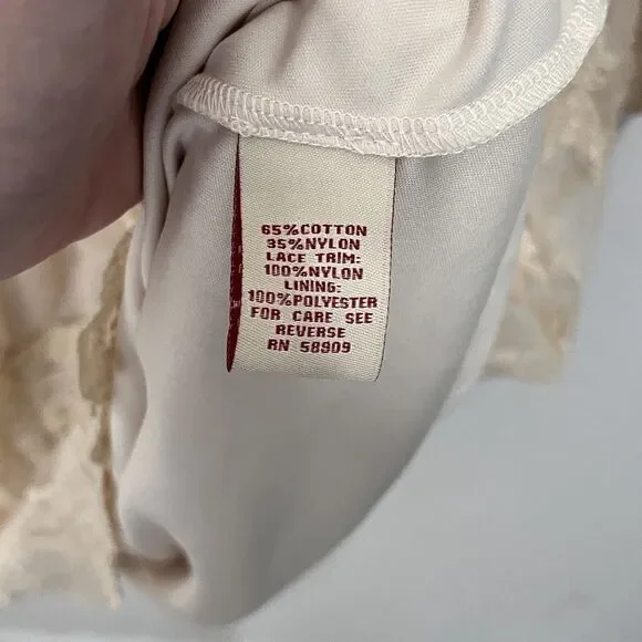 Reba Midi Beige Antique Lace Dress Women Large Romantic Boho Long Sleeve - Picture 6 of 9